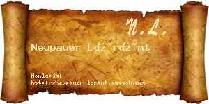 Neupauer Lóránt névjegykártya